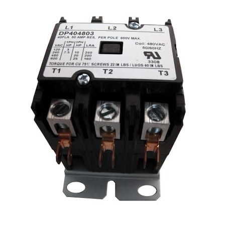 Contactor, 40A, 480V, 3 Pole MPN:DP404803