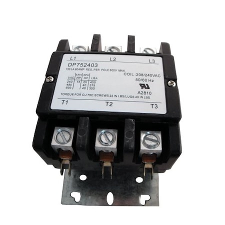 Contactor, 75A, 240V, 3 Pole MPN:DP752403