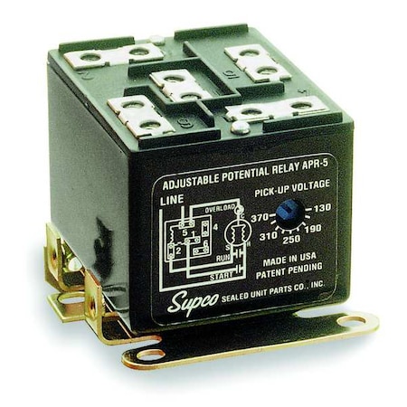 Potential Relay, Adjustable, 110-370, Single, Up to 5 MPN:APR5