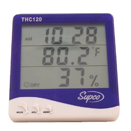Thermo-Hygrometer, Clock, 32F-120F MPN:THC120