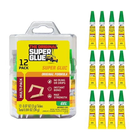 Instant Adhesive, Original Gel Series, Clear, 0.07 fl oz, Tube, PK12 MPN:15185