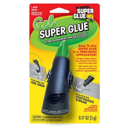 Instant Adhesive, Accutool Series, Clear, 0.17 oz, Tube MPN:19026