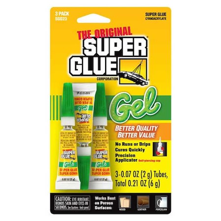 Instant Adhesive, Original Gel Series, Clear, 0.07 oz, Tube 3 PK MPN:SGG23-48
