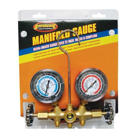 A/C Manifold Gauge, PSI and BAR, Brass MPN:66