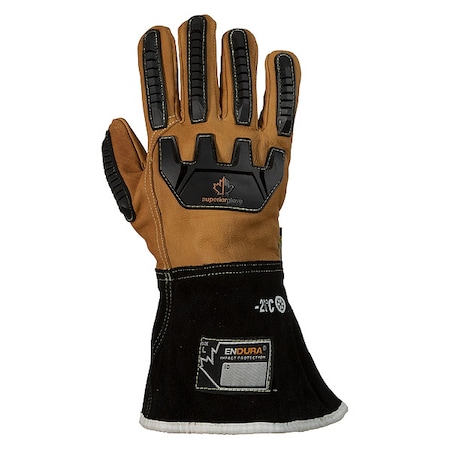 Cold Protection Impact-Resistant Drivers Gloves, Goatskin Palm, Extended Gauntlet Cuff, Brown, 1 PR MPN:375GTVB-M
