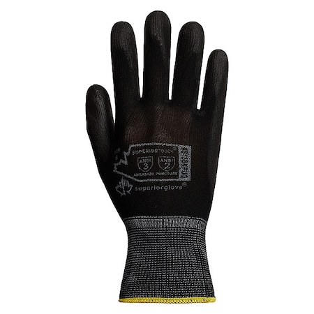 Coated Gloves, Polyurethane, Smooth, Palm, 3 Abrasion Level, Black, 2XL (11) 12 PK MPN:S13BKPUQ-11
