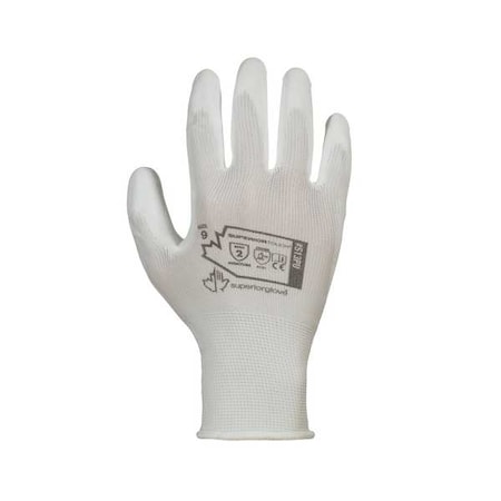 Coated Gloves, Polyurethane, Smooth, Palm, Not Rated Abrasion Level, White, 2XS (5) 12 PK MPN:S13PU-12