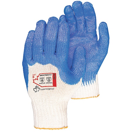 Knit Gloves, Cotton, Rough 4-Mar, Knit, Blue/White, M ( 8 ), 12 PK MPN:S7NT-8