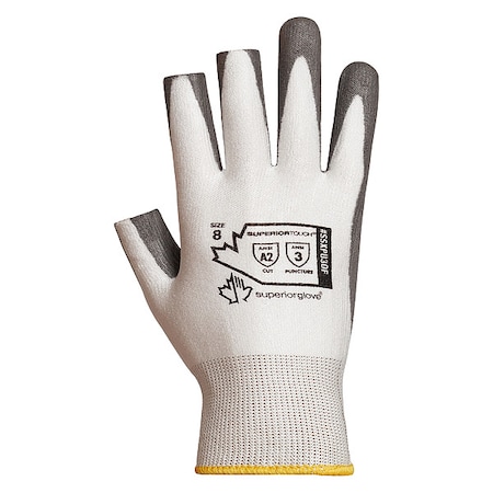 Coated Gloves, Polyurethane, Smooth, Palm, Not Rated Abrasion Level, White, 10 1 PR MPN:SSXPU3OF-10