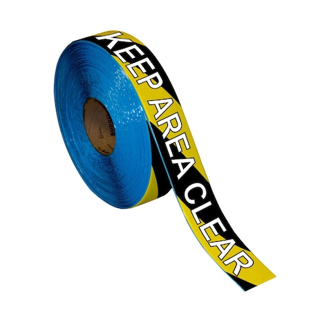 Floor Marking Message Tape, 2in x 100Ft, KEEP AREA CLEAR B/Y Stripe MPN:IN-40-710I
