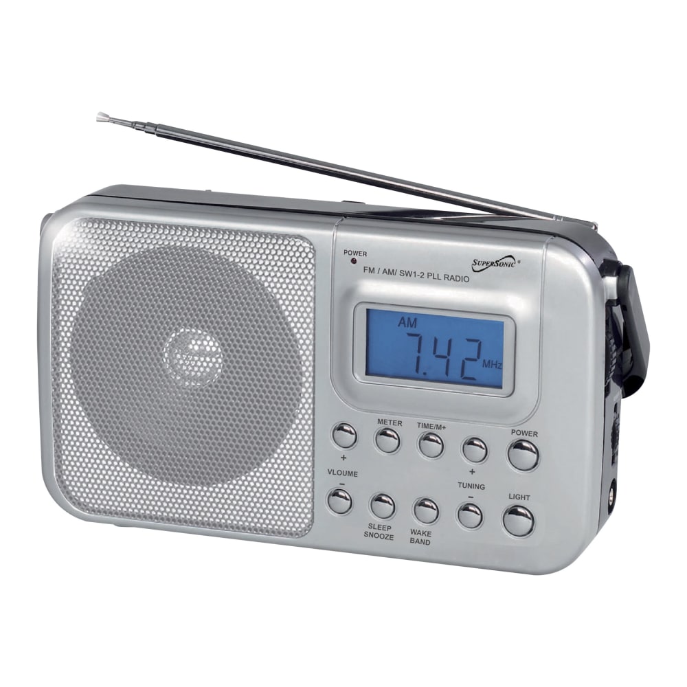 Supersonic 4 Band AM/FM/SW1-2 PLL Radio - LCD Display - Headphone - 2 x AAA - Portable MPN:SC-1091