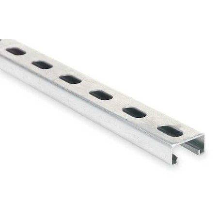 Single Channel Strut, Slotted, Steel, Galvanized, 9/16 in x 1-1/8 in Hole Size, Silver MPN:B1400HS 20PG