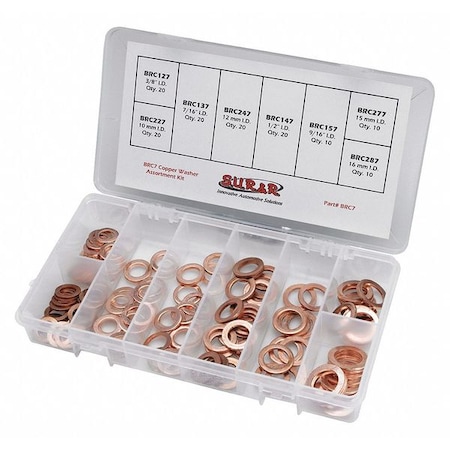 Brake Line Washer Assortment Kit, Copper MPN:BRC7
