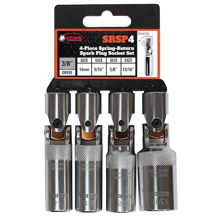 Spring Return Spark Plg Socket Set, 4 Pcs MPN:SRSP4