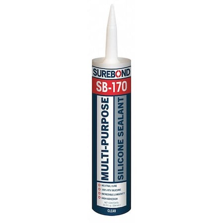 Neutral/Oxime Cure Silicone Sealant, 10.3 oz, Clear, Temp Range -60 to 300 Degrees F MPN:SB-170 T CL