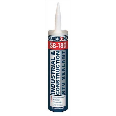 Acetoxy Cure Silicone Sealant, 10.3 oz, Gray, Temp Range -62 to 350 Degrees F MPN:SB-180 T AL