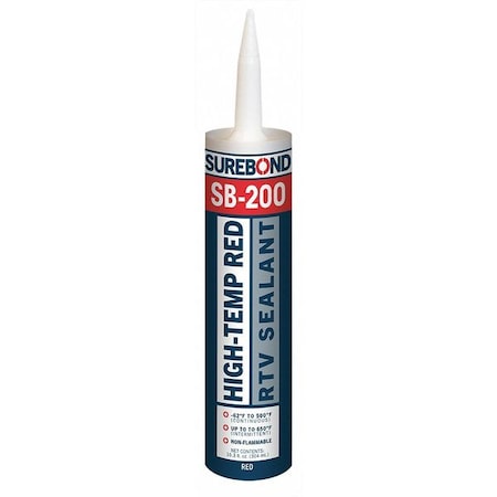 Acetoxy Cure Gasket Sealant, 10.3 oz, Red, Temp Range -62 to 500 Degrees F MPN:SB-200 T RE