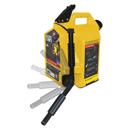 Gas Can, HDPE, 5 gal, Flexible Rotating Nozzle, Self Venting, Thumb Trigger, Yellow, Diesel MPN:SUR5SFD2