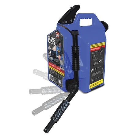 Gas Can, HDPE, 5 gal, Type II, Flexible Rotating Nozzle, Self-Venting, Blue, Kerosene MPN:SUR5SFK2