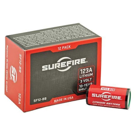 Battery, 123A, Lithium, 3-Volt, 12PK MPN:SF12-BB