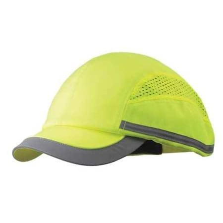 Bump Cap, Short Brim Baseball, Inner ABS Polymer, Outer Nylon, Hook-and-Loop Suspension, Yellow MPN:SCARAP1YLW