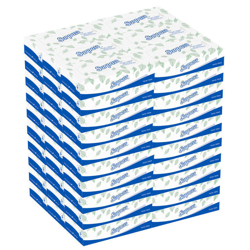 Surpass 2-Ply Facial Tissues, Flat Box, FSC Certified, White, 125 Tissues Per Box, Case Of 60 Boxes MPN:H21390