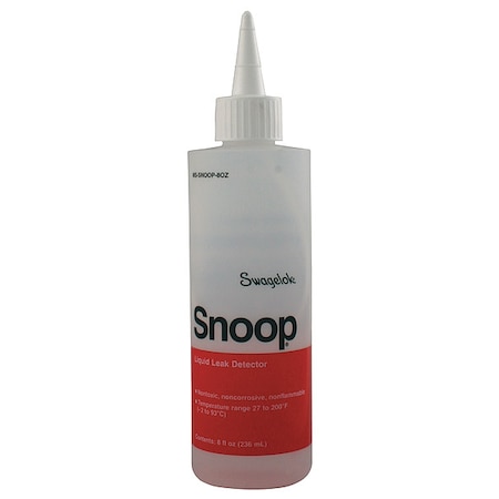 Gas Leak Detector, Bottle, 8 oz, 27 degrees to 200 degrees temp range MPN:MS-SNOOP-8OZ