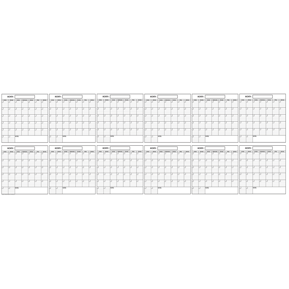 SwiftGlimpse Yearly Wall Planner, 36in x 100in, Black/White, Undated MPN:SG BLANK ANN 36100