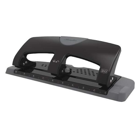 Three-Hole Paper Punch, 20 Sheets, Blk/Gry MPN:A7074133