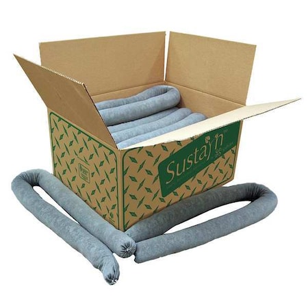 Sorbent Sock, 17 gal, 3 in x 10 ft, Universal, Gray, 6 PK MPN:G-37