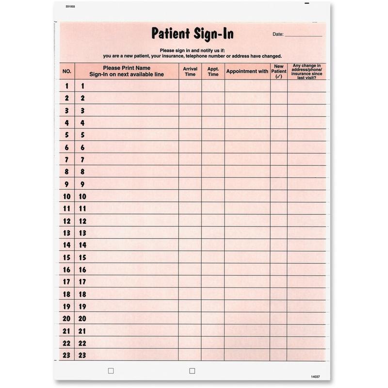 Tabbies Patient Sign-In Label Forms, Salmon, Pack of 125 MPN:14530