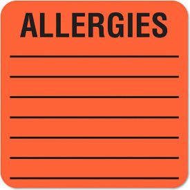 Tabbies® Medical Labels for Allergies 2 x 2 Orange 500/Roll 40560
