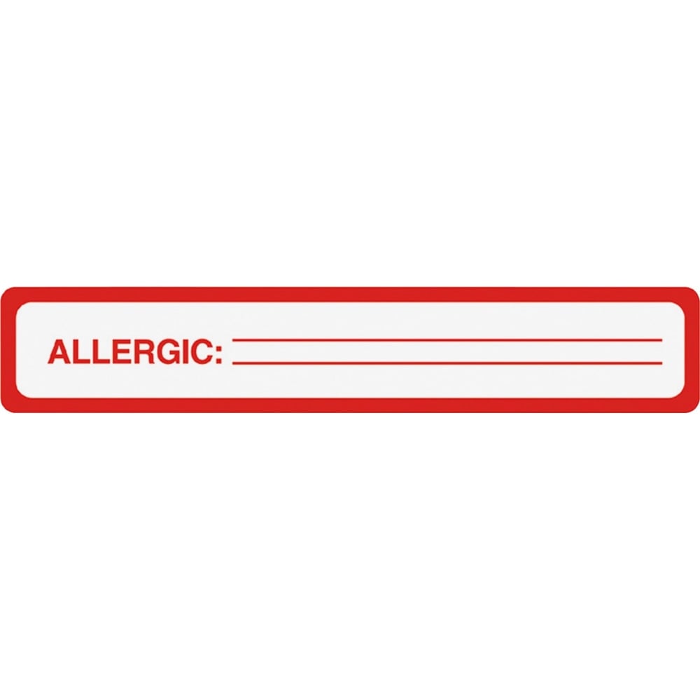 Tabbies Permanent Allergic To: Allergy Label Roll, TAB40561, Red, Roll Of 175 (Min Order Qty 4) MPN:40561