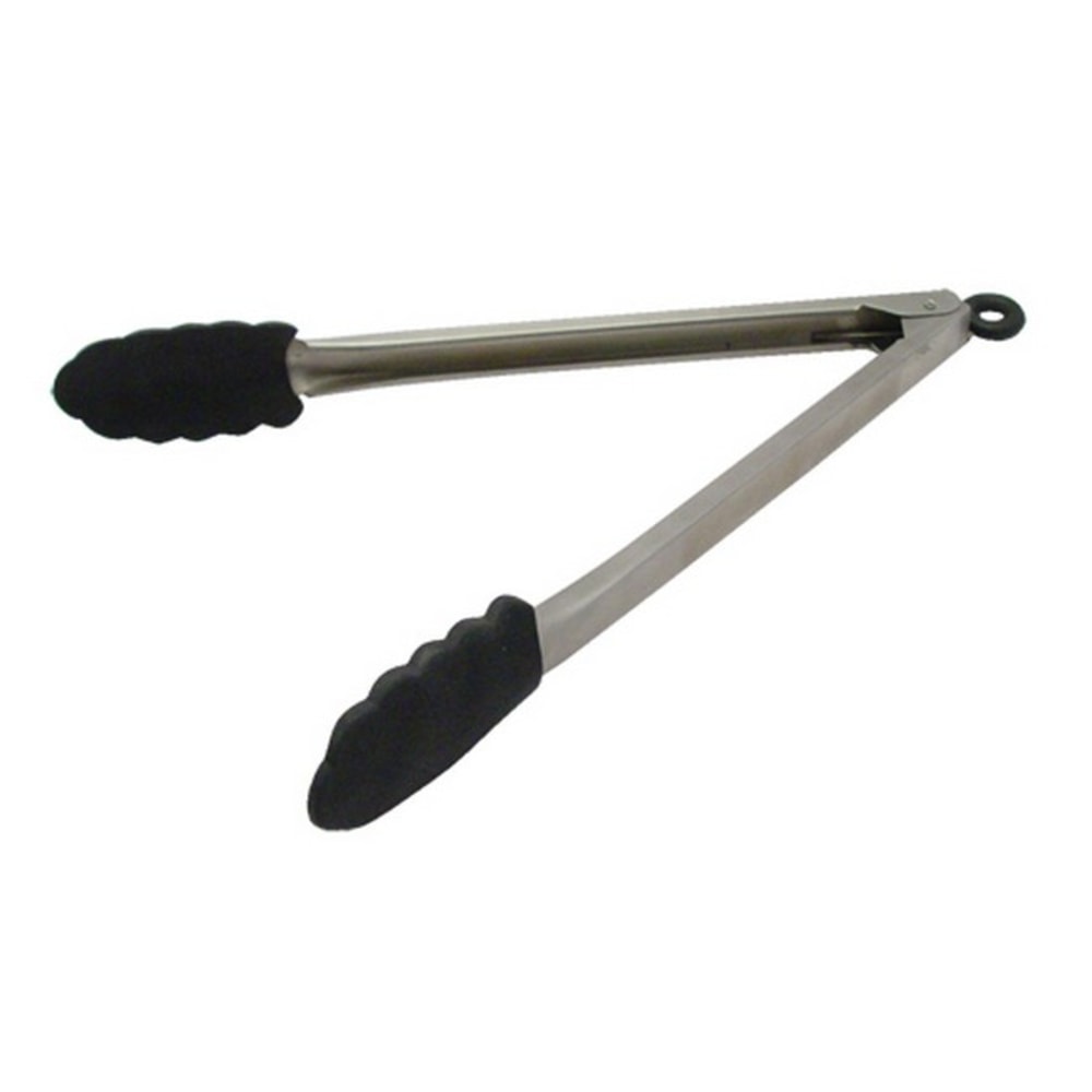 Tablecraft Locking Tongs With Silicone Tips, 16in, Silver MPN:4016BK
