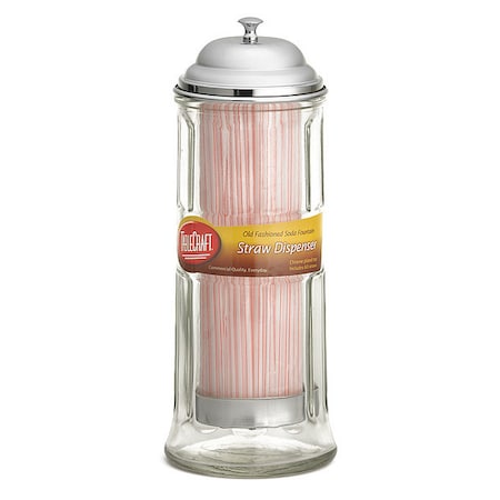 Glass Straw Dspnsr, Chrome, 4.25