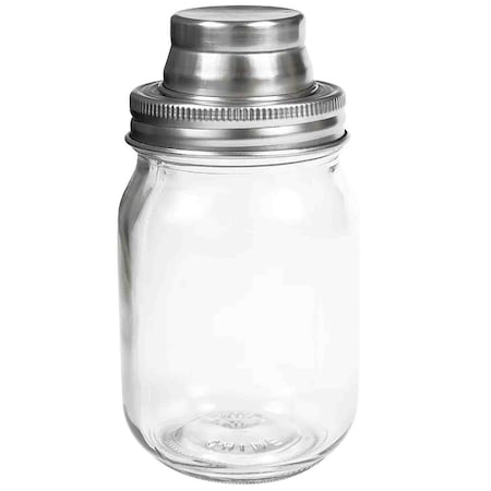 Mason Jar Glass Cktail Shkr SS Top, 14OZ MPN:MJS14