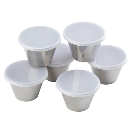 Round SS Ramekins, 3 oz, Clear Lids, PK6 MPN:10769