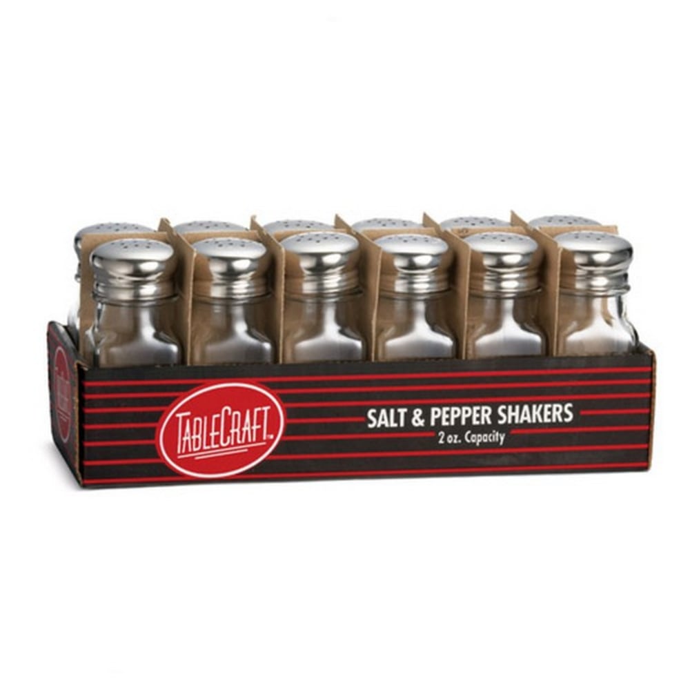 Tablecraft Square Shakers With Mushroom Tops, 2 Oz, Clear, Pack Of 12 Shakers MPN:C154-12