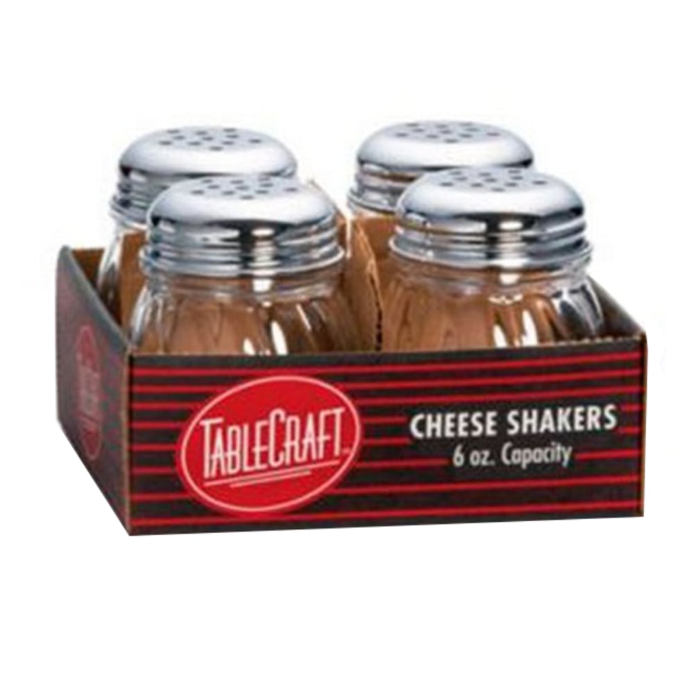 Tablecraft Glass Cheese Shakers, 6 Oz, Clear, Pack Of 4 Shakers MPN:C260-4