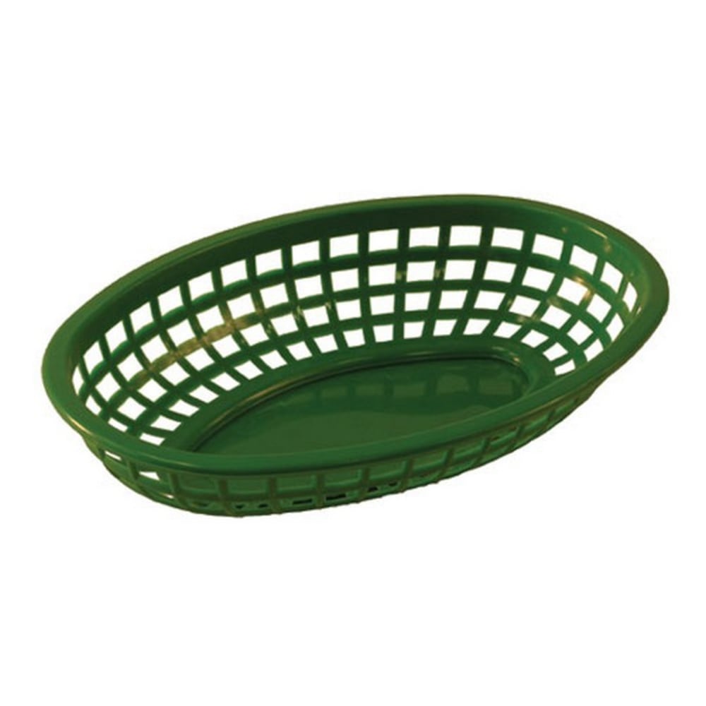 Tablecraft Oval Plastic Serving Baskets, 1-7/8inH x 6inW x 9-3/8inD, Green, Pack Of 12 Baskets MPN:1074G