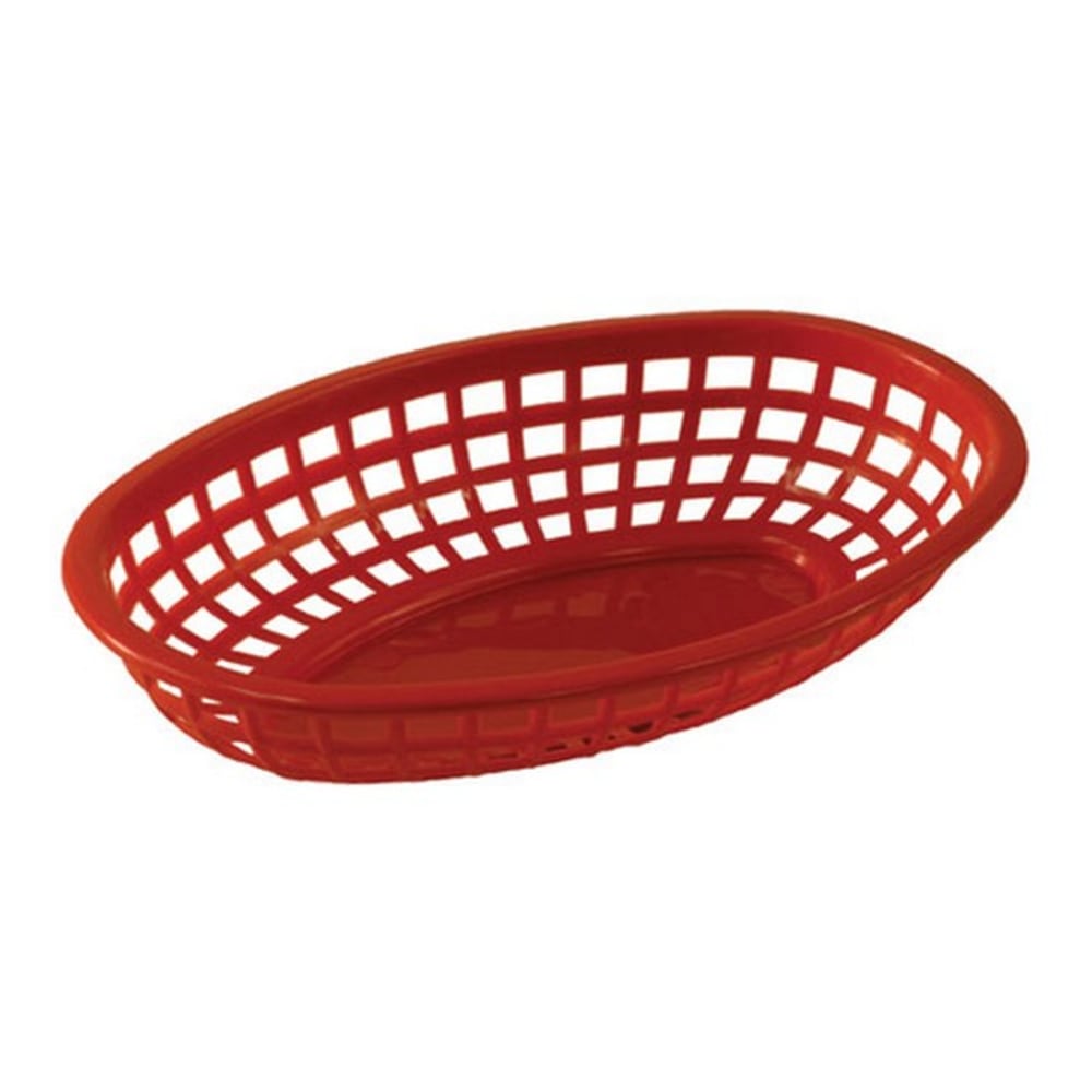 Tablecraft Oval Plastic Serving Baskets, 1-7/8inH x 6inW x 9-3/8inD, Red, Pack Of 12 Baskets MPN:1074R