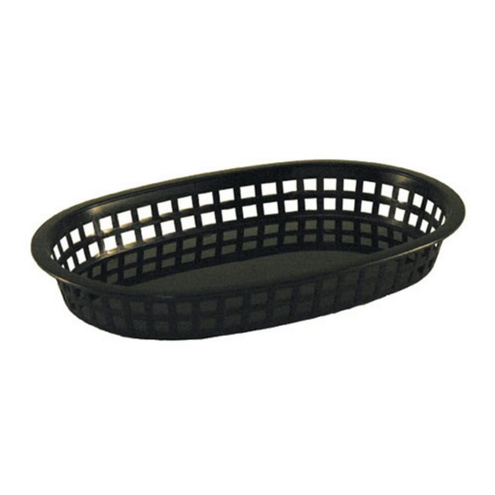 Tablecraft Oval Plastic Chicago Platter Baskets, 1-1/2inH x 7inW x 10-1/2inD, Black, Pack Of 12 Baskets MPN:1076BK