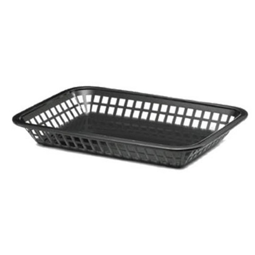 Tablecraft Rectangular Plastic Platter Baskets, 1-1/2inH x 7-3/4inW x 10-3/4inD, Black, Pack Of 12 Baskets MPN:1077BK