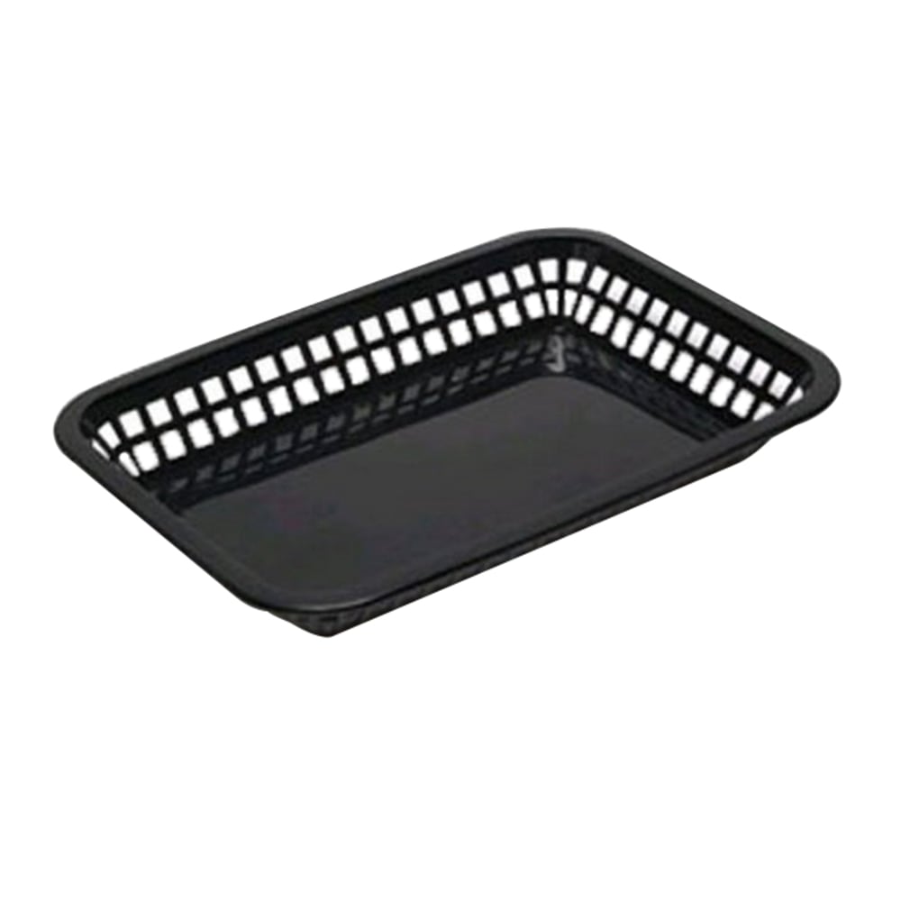 Tablecraft Rectangular Plastic Fast Food Serving Baskets, 1-1/2inH x 8-1/2inW x 11-3/4inD, Black, Pack Of 12 Baskets MPN:1079BK