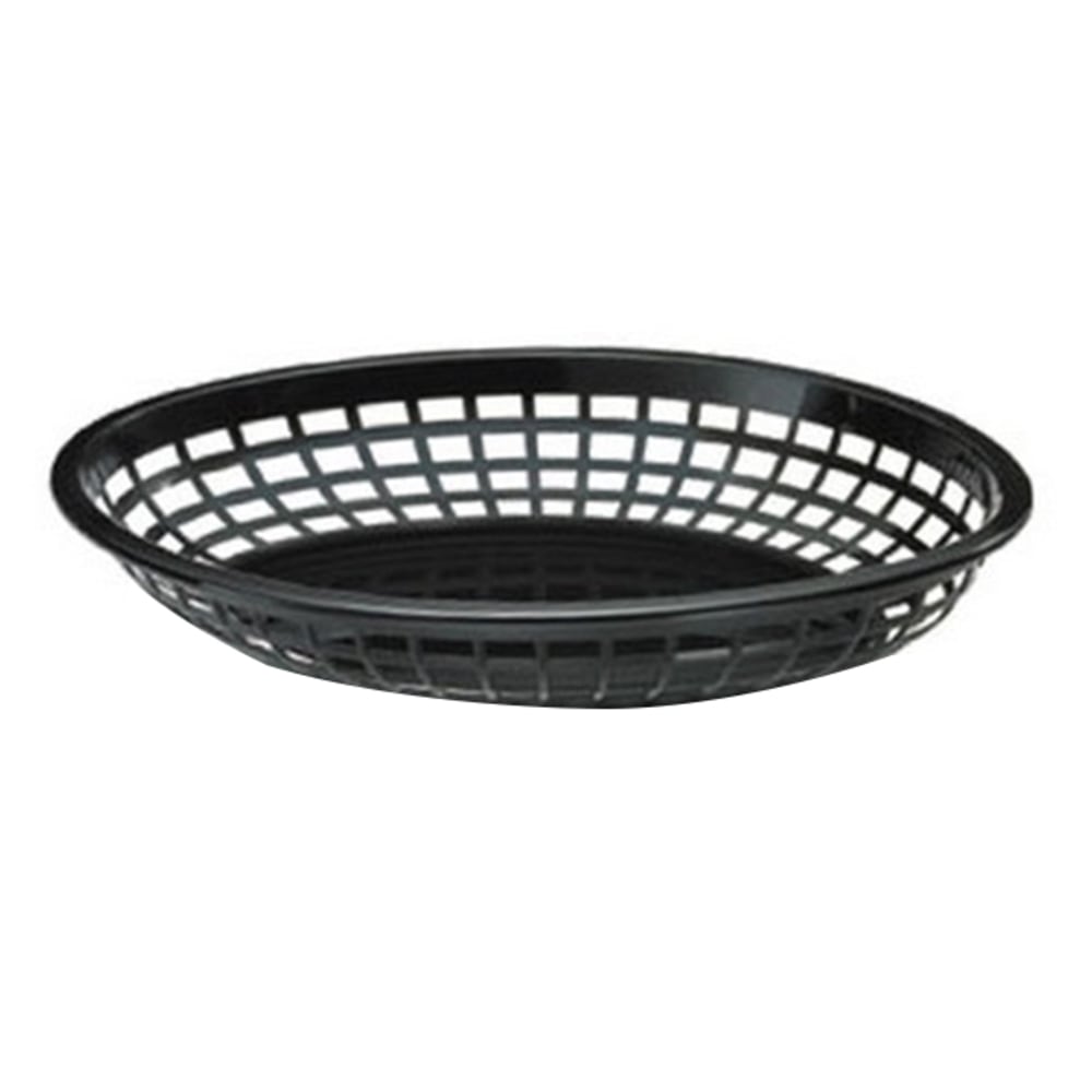 Tablecraft Oval Plastic Serving Baskets, 1-7/8inH x 8-7/8inW x 11-3/4inD, Black, Pack Of 12 Baskets MPN:1084BK