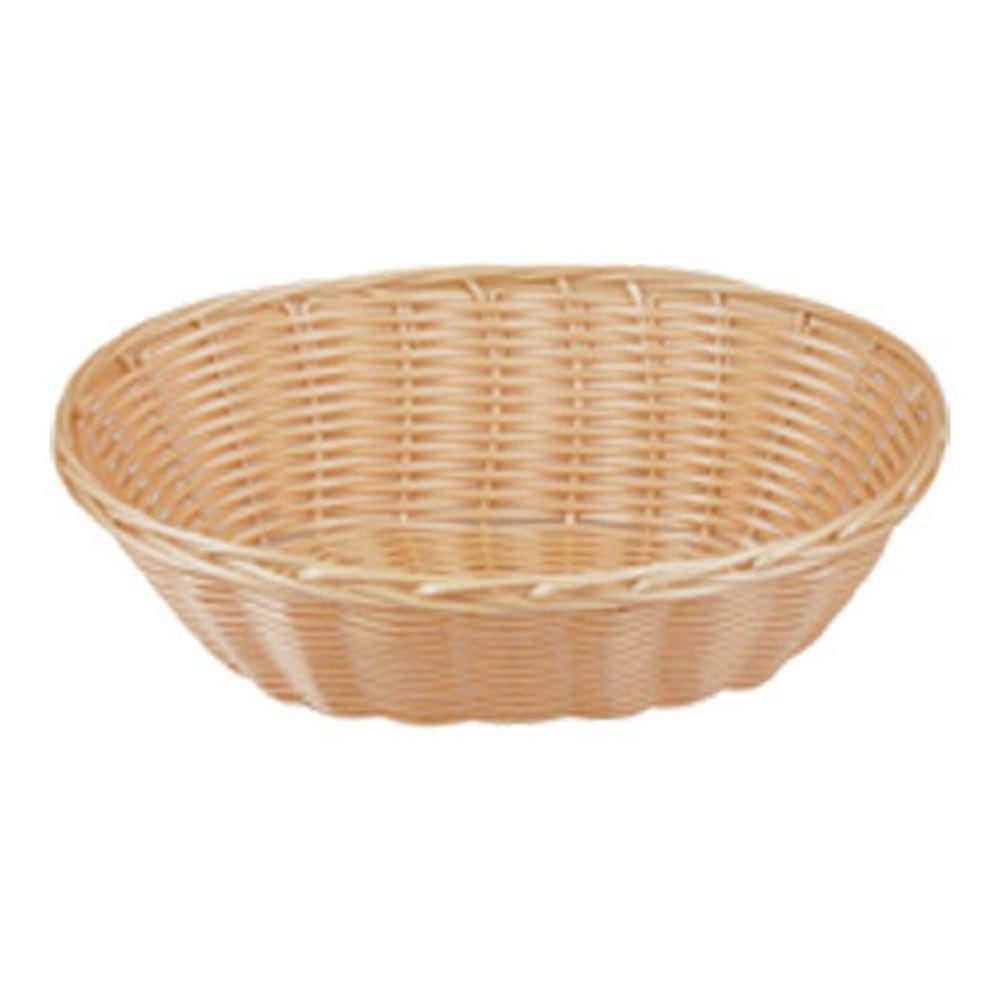 Tablecraft Oval Woven Plastic Baskets, 2-1/4inH x 6inW x 9inD, Beige, Pack Of 12 Baskets MPN:1174W