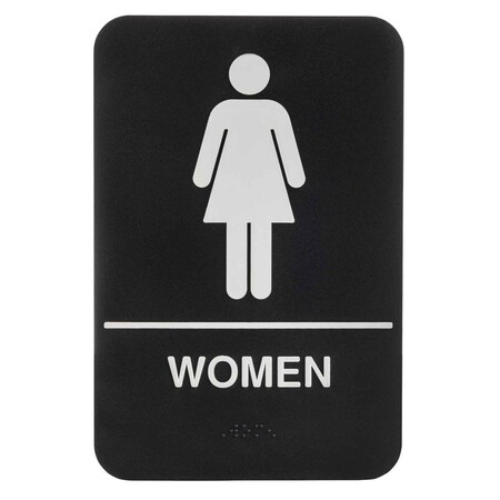 Braille Plst Sign, Women Restrm, ADA, 6