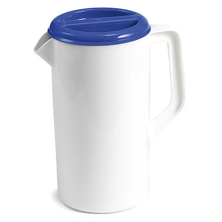 Plst Pitcher, Wht, 3-Way Sanitary Blue Lid MPN:144W