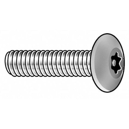 #10-32 x 3/4 in Torx Button Tamper Resistant Screw, Plain Finish, 18-8 Stainless Steel, 25 PK MPN:91190