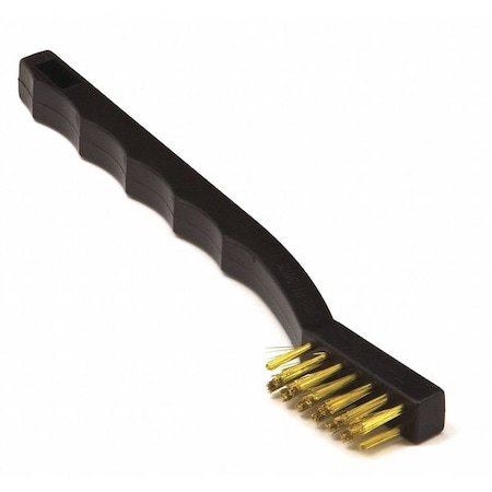 Brush, Scratch, Plastic Handle, Brass, 5-3/4 in L Handle, 1-1/2 in L Brush, Plastic MPN:00031